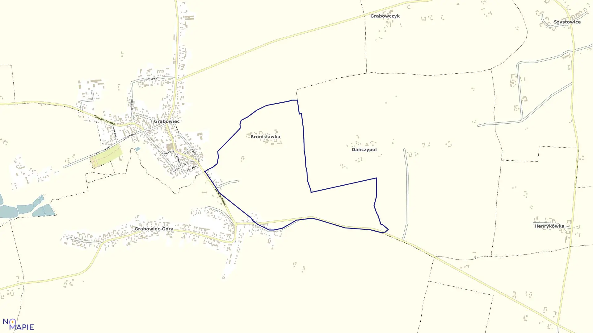 Mapa obrębu Bronisławka w gminie Grabowiec