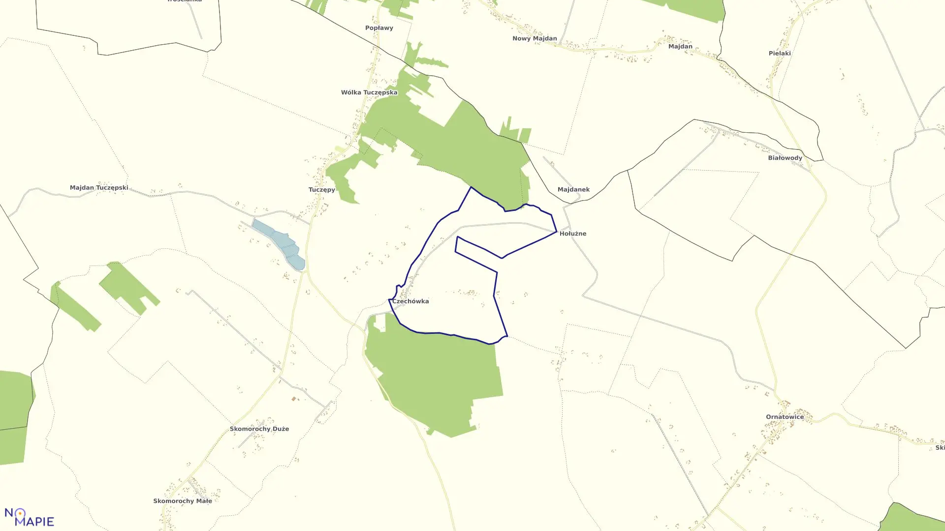 Mapa obrębu Czechówka w gminie Grabowiec