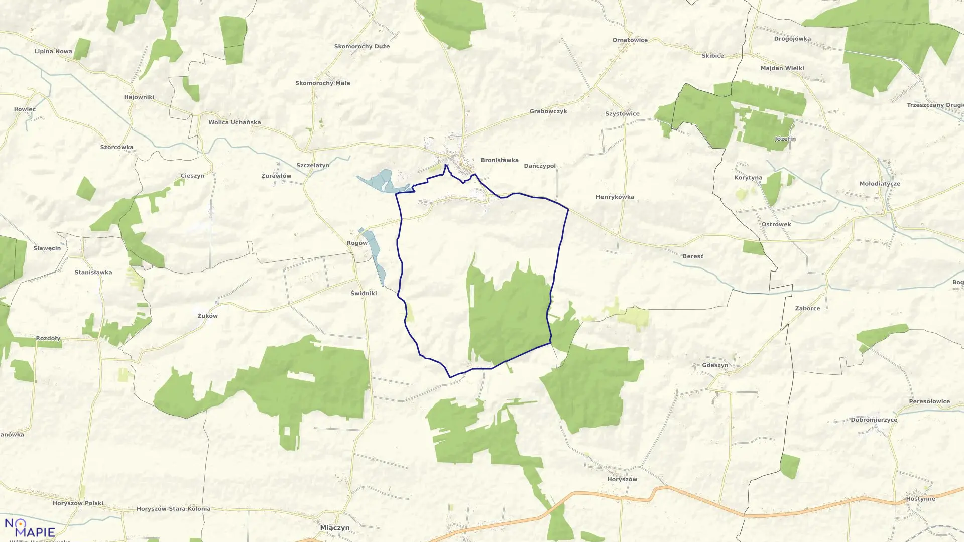 Mapa obrębu Góra Grabowiec w gminie Grabowiec