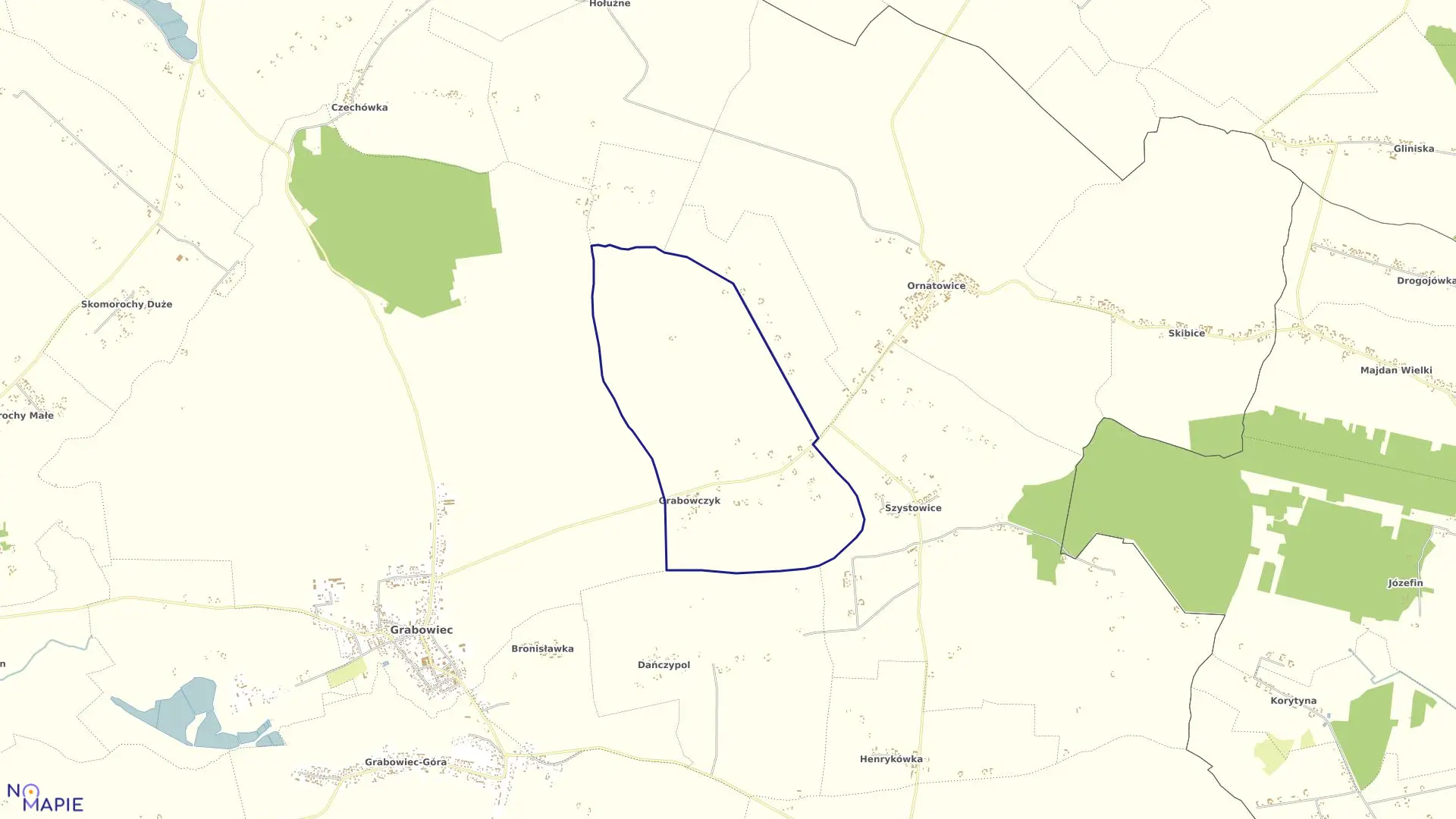 Mapa obrębu Grabowczyk w gminie Grabowiec